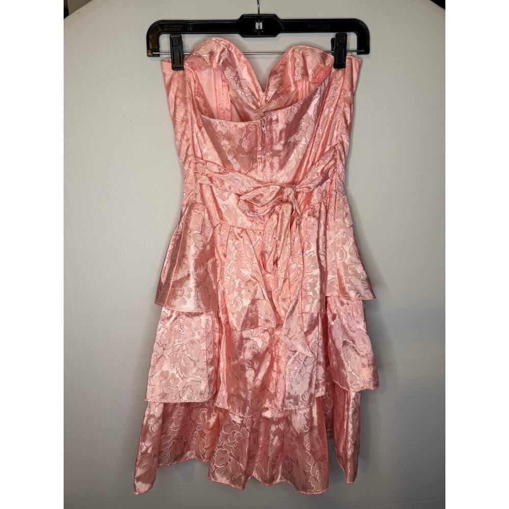 Vintage 80's Steppin Out Pink Floral Tiered Strapless Mini Cocktail Dress - Picture 6 of 12